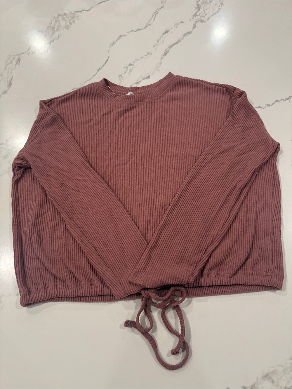 Cotton On Ribbed Tie-Hem Sweatshirt in Dusty Rose